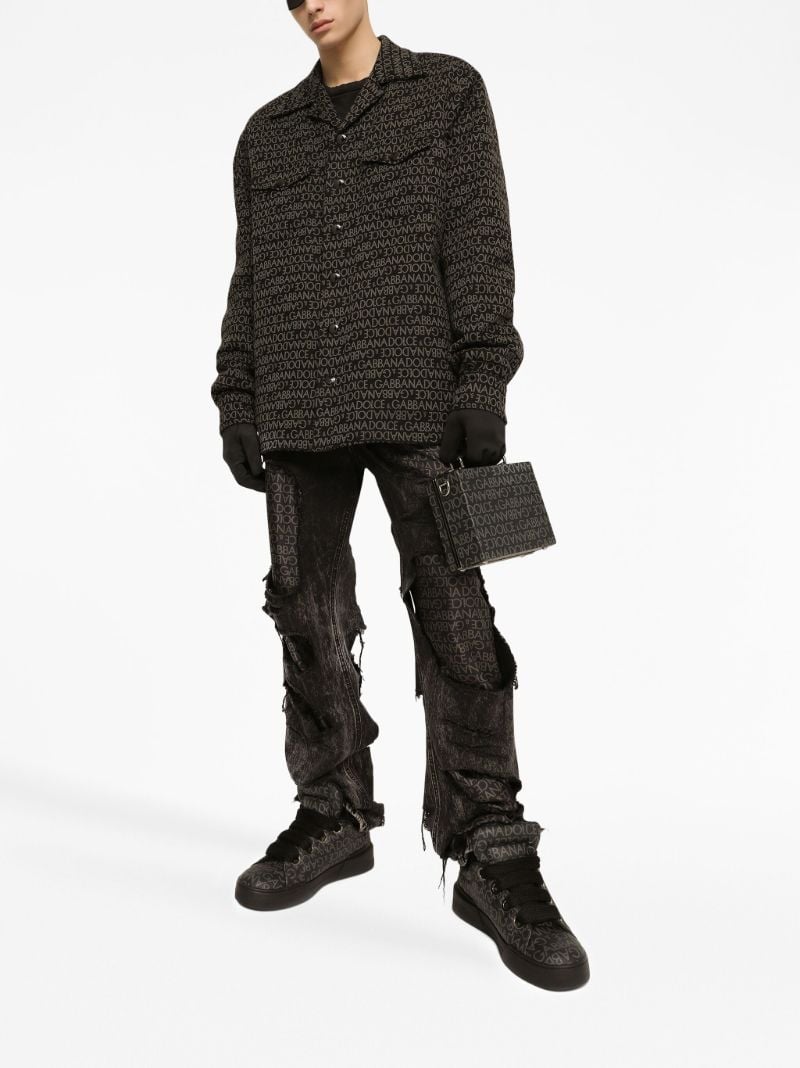 Black Logo-print Shirt Jacket
