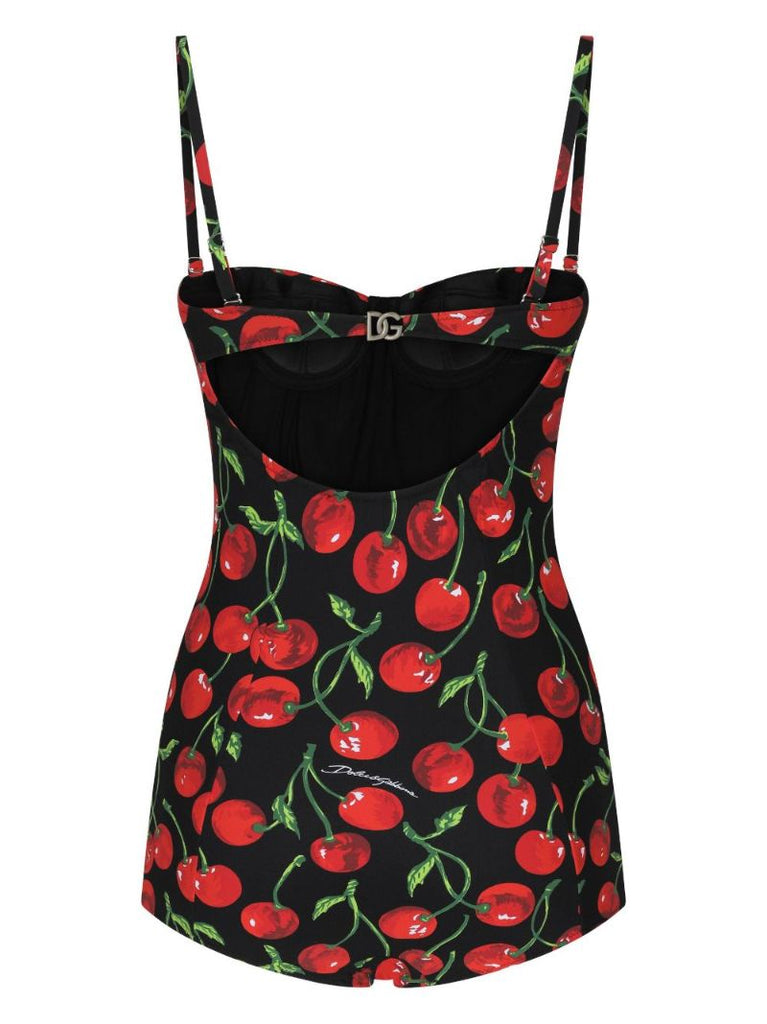 Black Cherry-print Balconette Swimsuit
