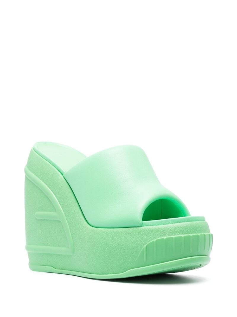 Green Fashion Show Leather Wedge Mules