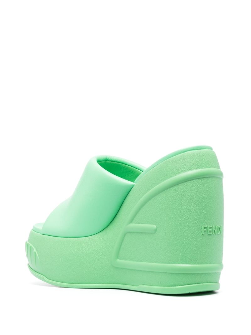 Green Fashion Show Leather Wedge Mules