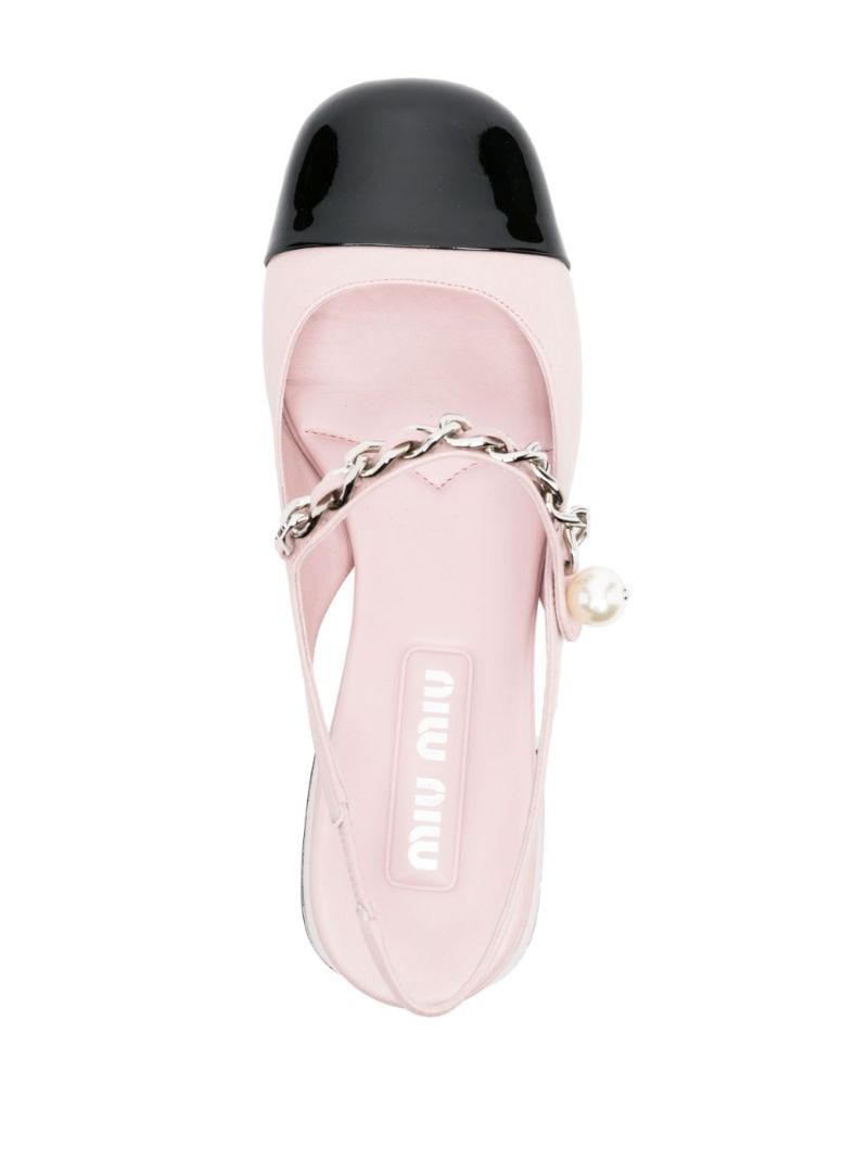 Pink 35 Chain-embellished Slingback Pumps