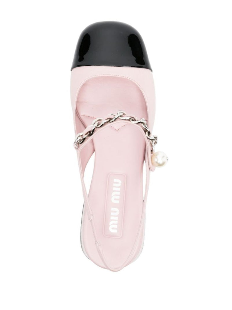 Pink 35 Chain-embellished Slingback Pumps
