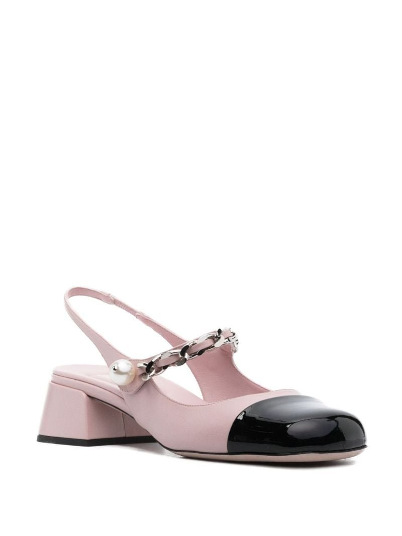 Pink 35 Chain-embellished Slingback Pumps