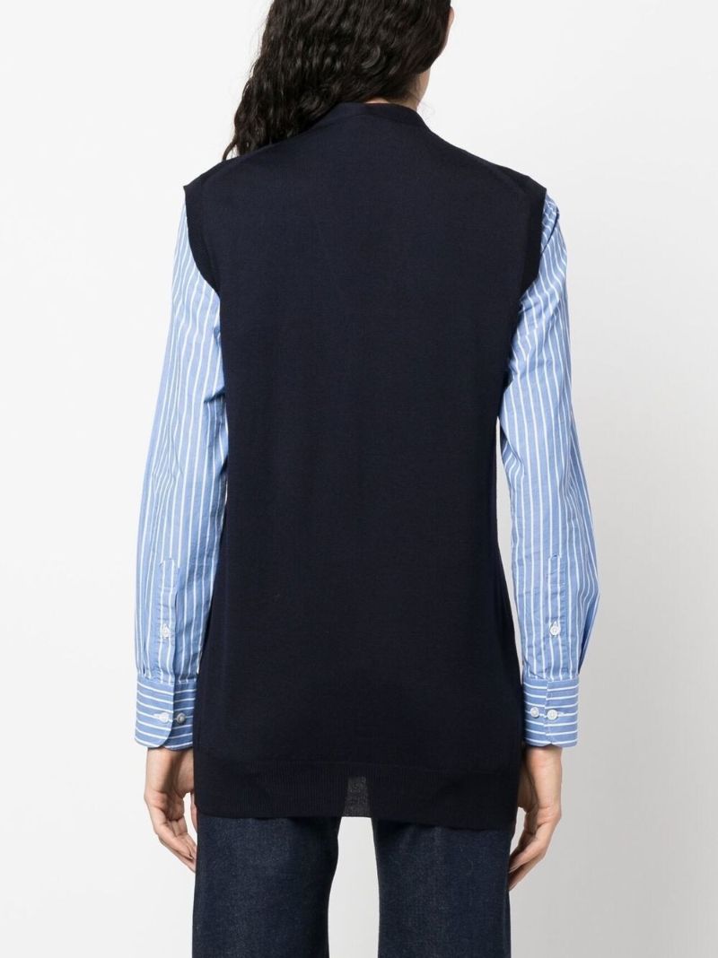 Blue Logo-intarsia Virgin Wool Cardigan