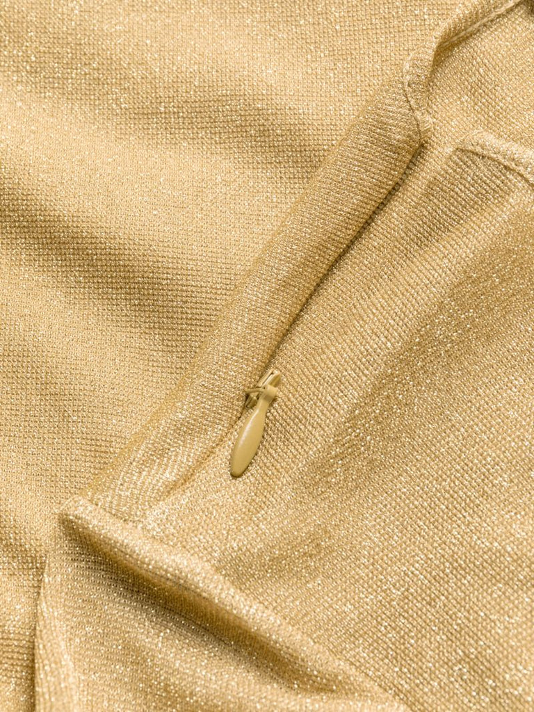 Neutral Lyrical Pleated Lurex Gown