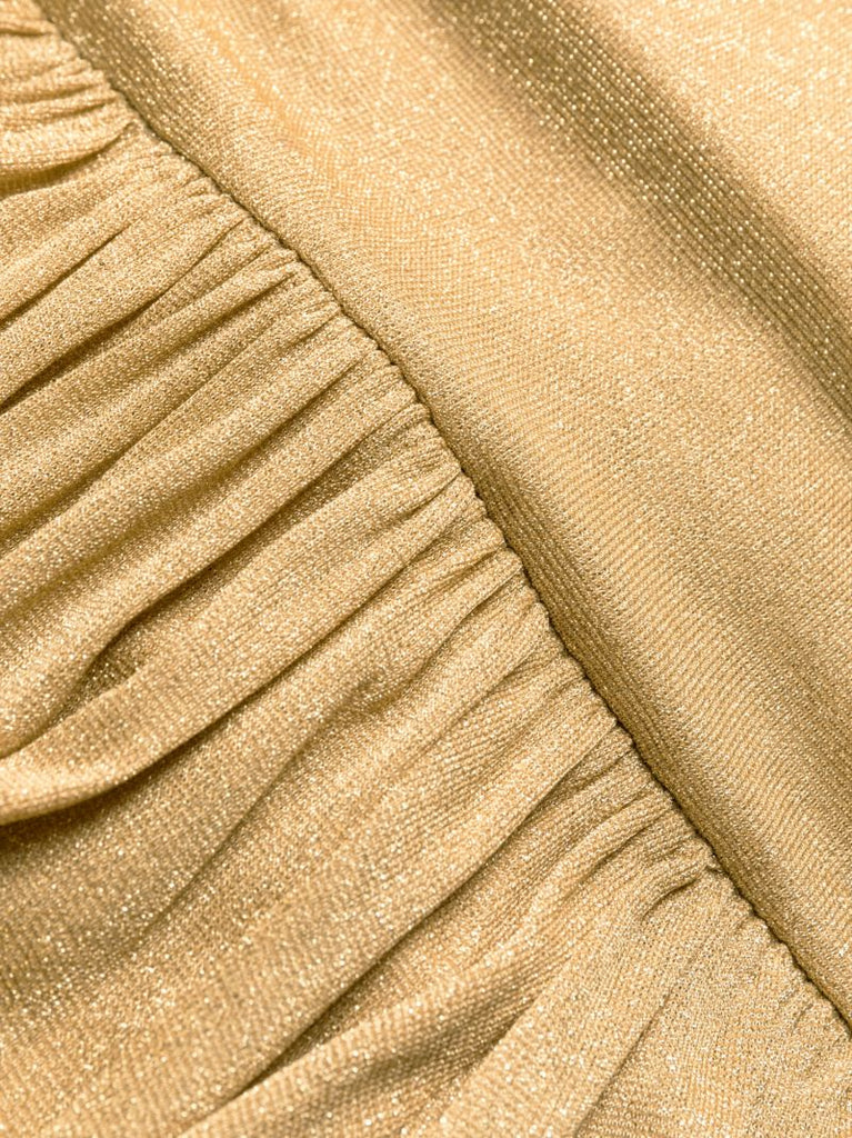 Neutral Lyrical Pleated Lurex Gown