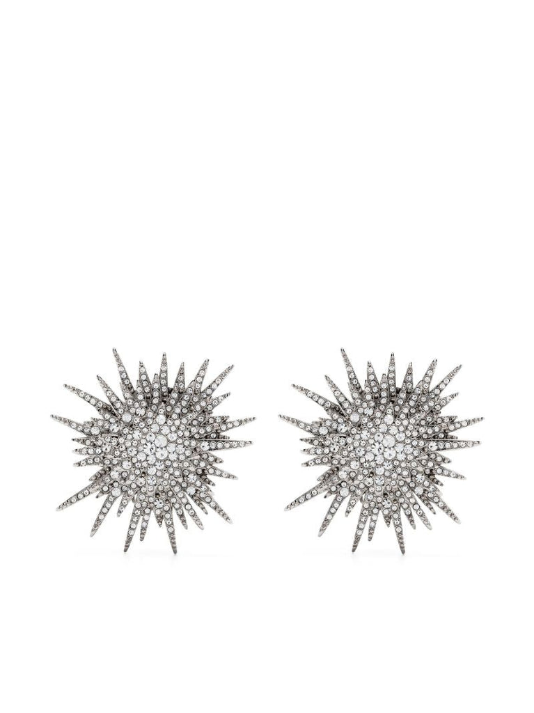 Silver-tone Crystal Stud Earrings