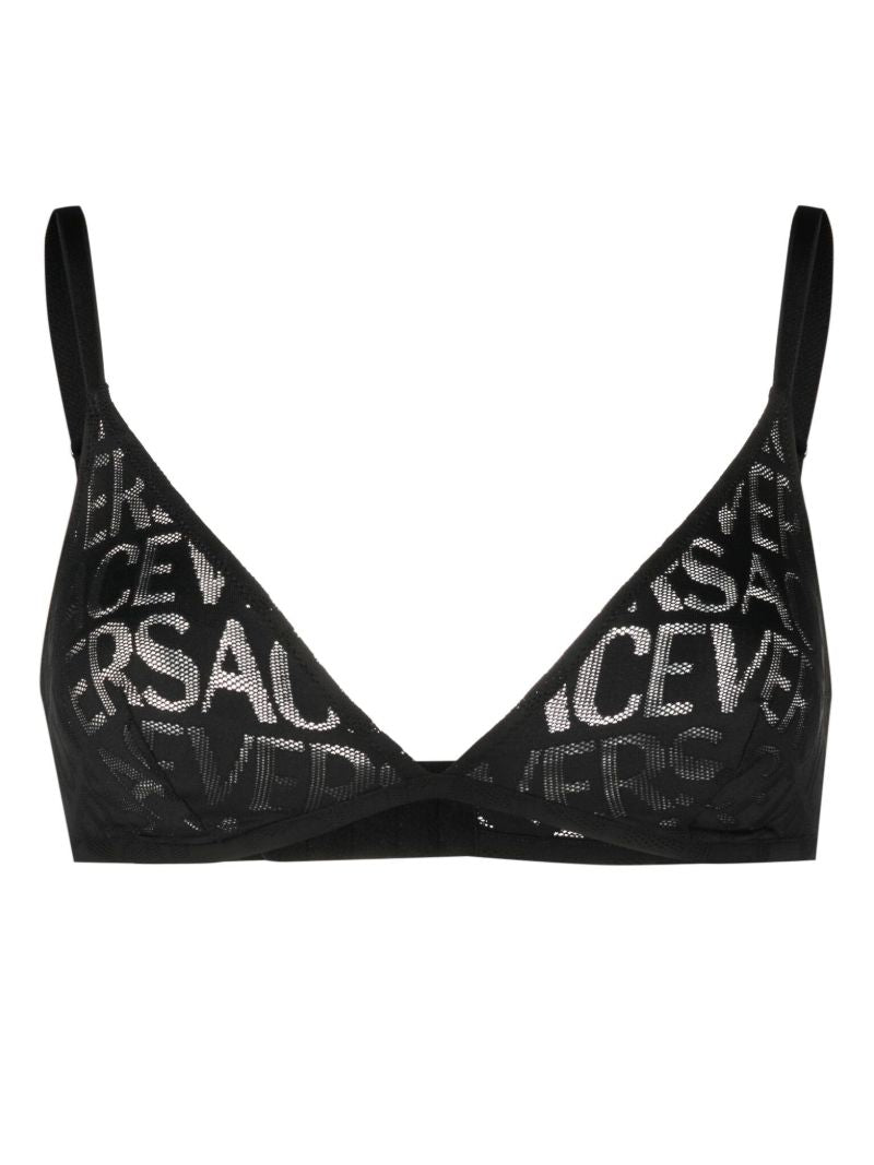 Black Logo Mesh Bra