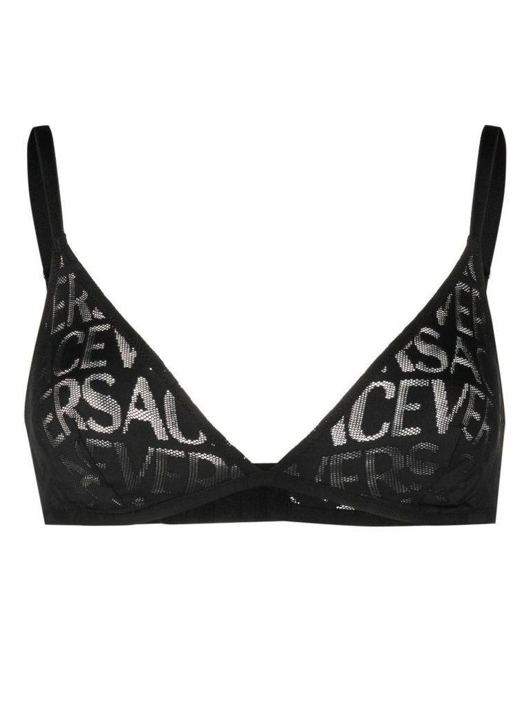 Black Logo Mesh Bra