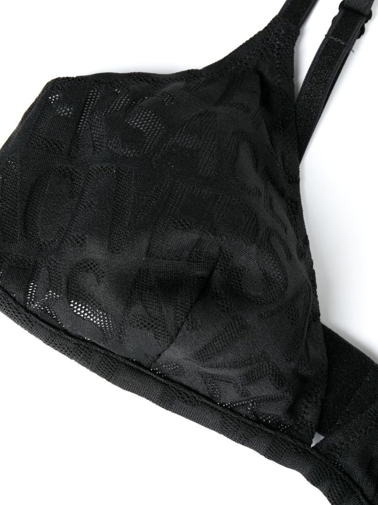 Black Logo Mesh Bra