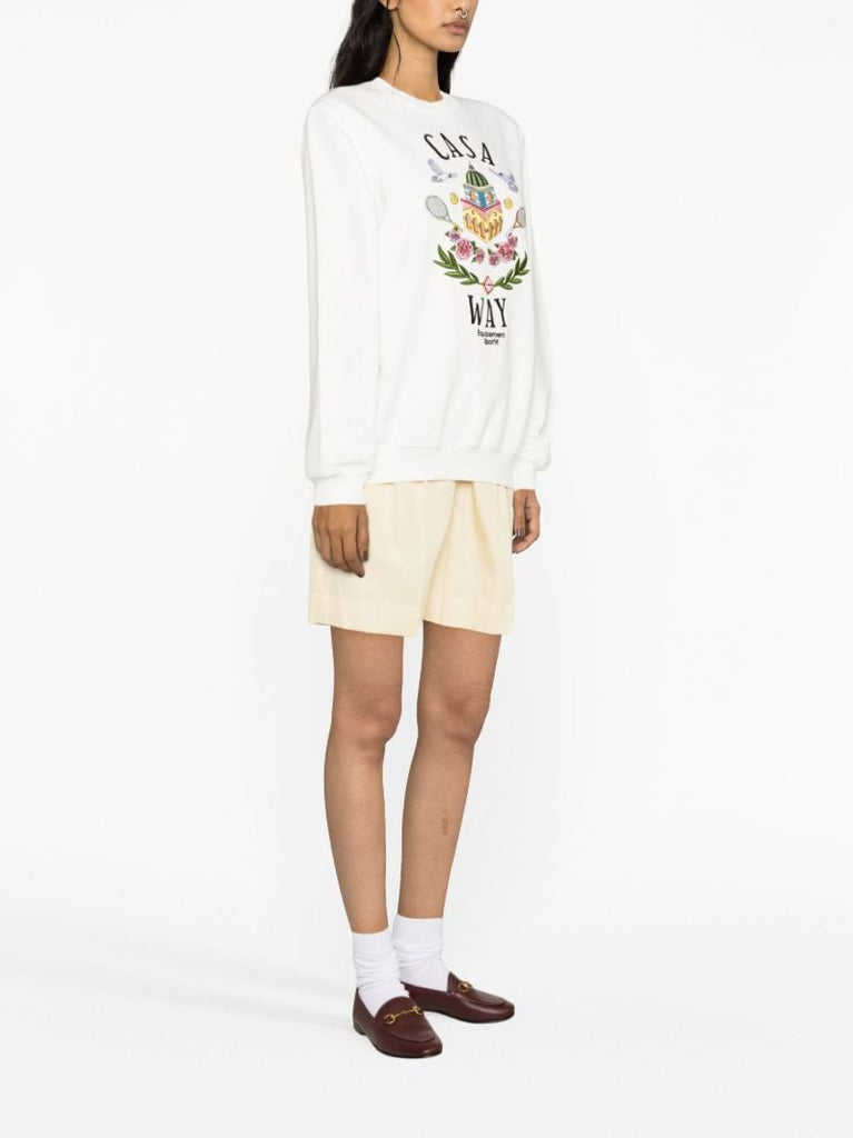 White Casa Way Embroidered Sweatshirt