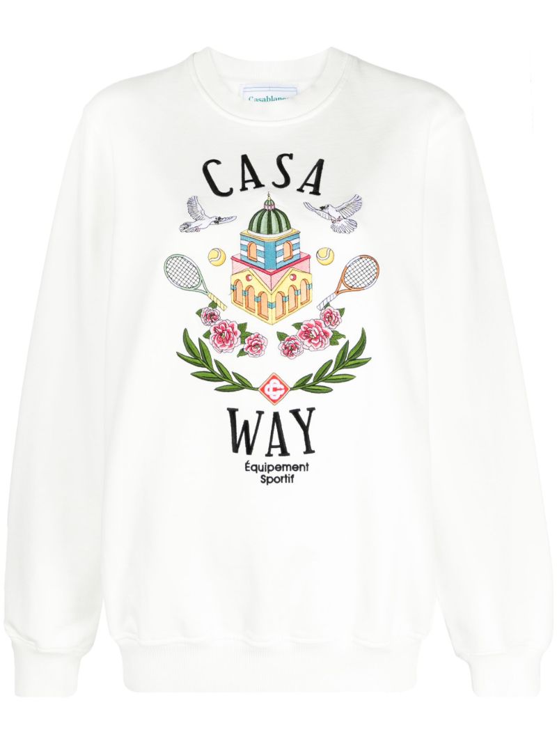 White Casa Way Embroidered Sweatshirt