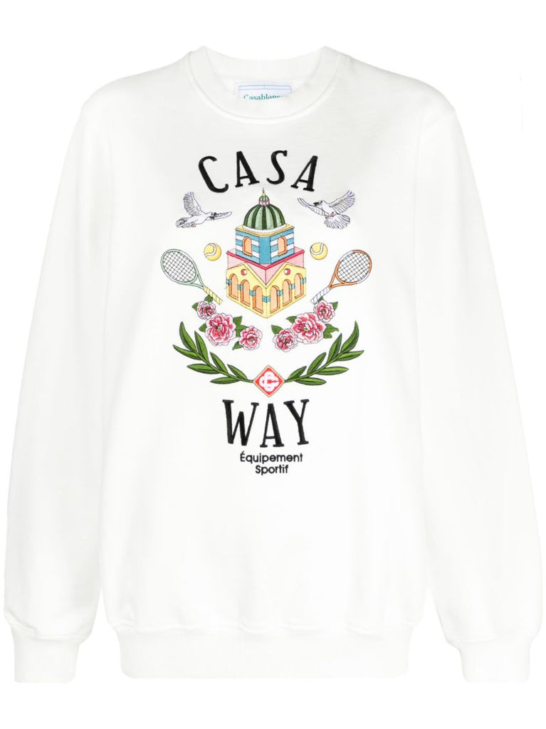 White Casa Way Embroidered Sweatshirt