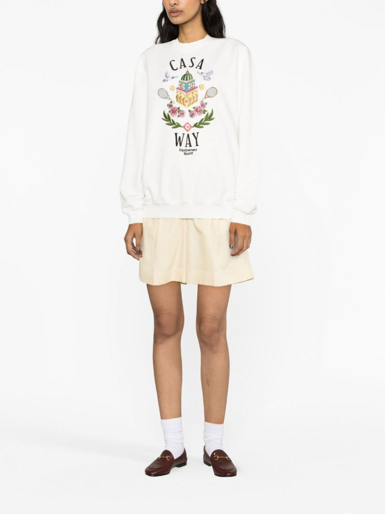 White Casa Way Embroidered Sweatshirt