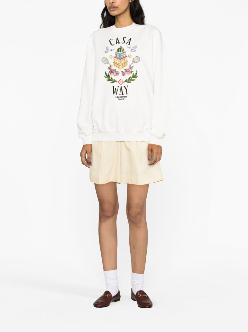 White Casa Way Embroidered Sweatshirt