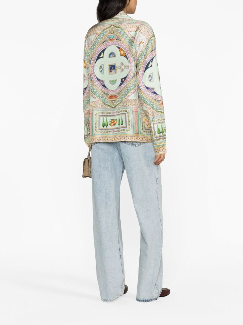 Green Le Labyrinthe  Printed Silk Shirt