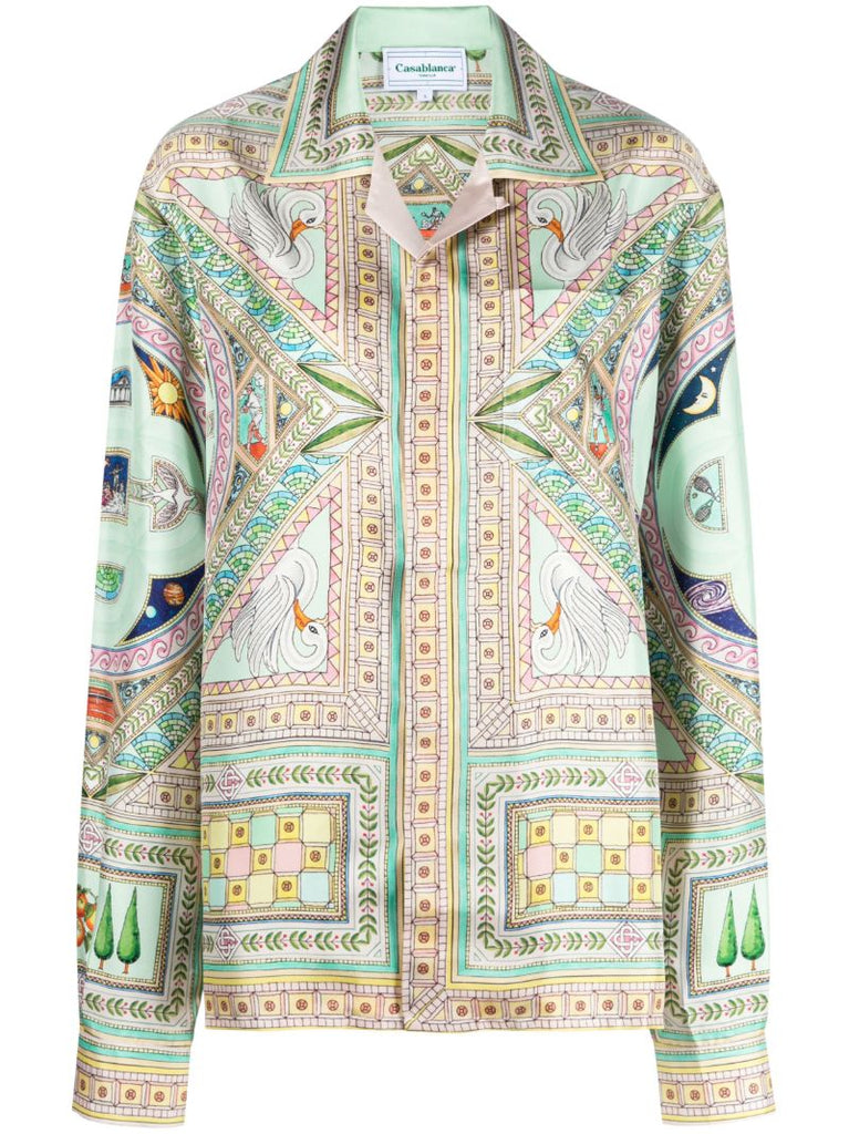 Green Le Labyrinthe  Printed Silk Shirt