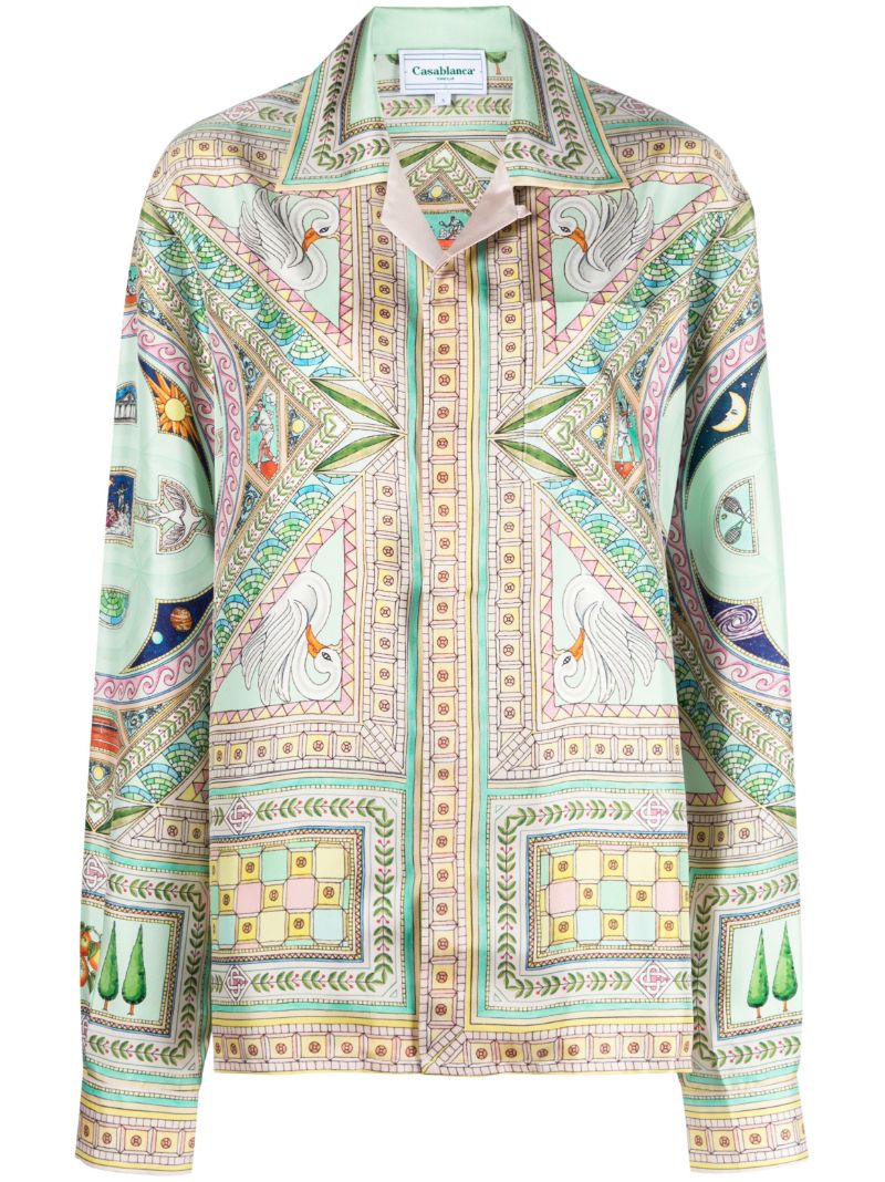 Green Le Labyrinthe  Printed Silk Shirt