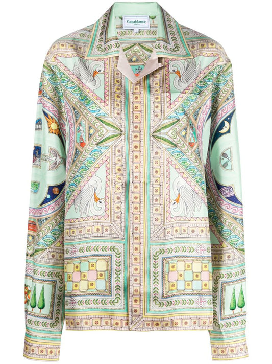 Green Le Labyrinthe  Printed Silk Shirt