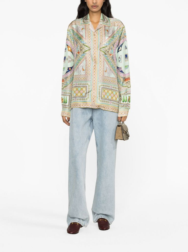Green Le Labyrinthe  Printed Silk Shirt