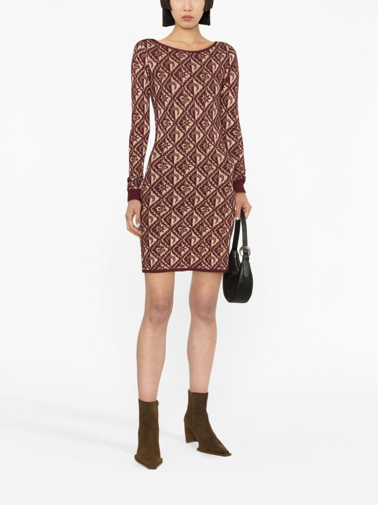 Red Moon Diamant Jacquard-knit Dress