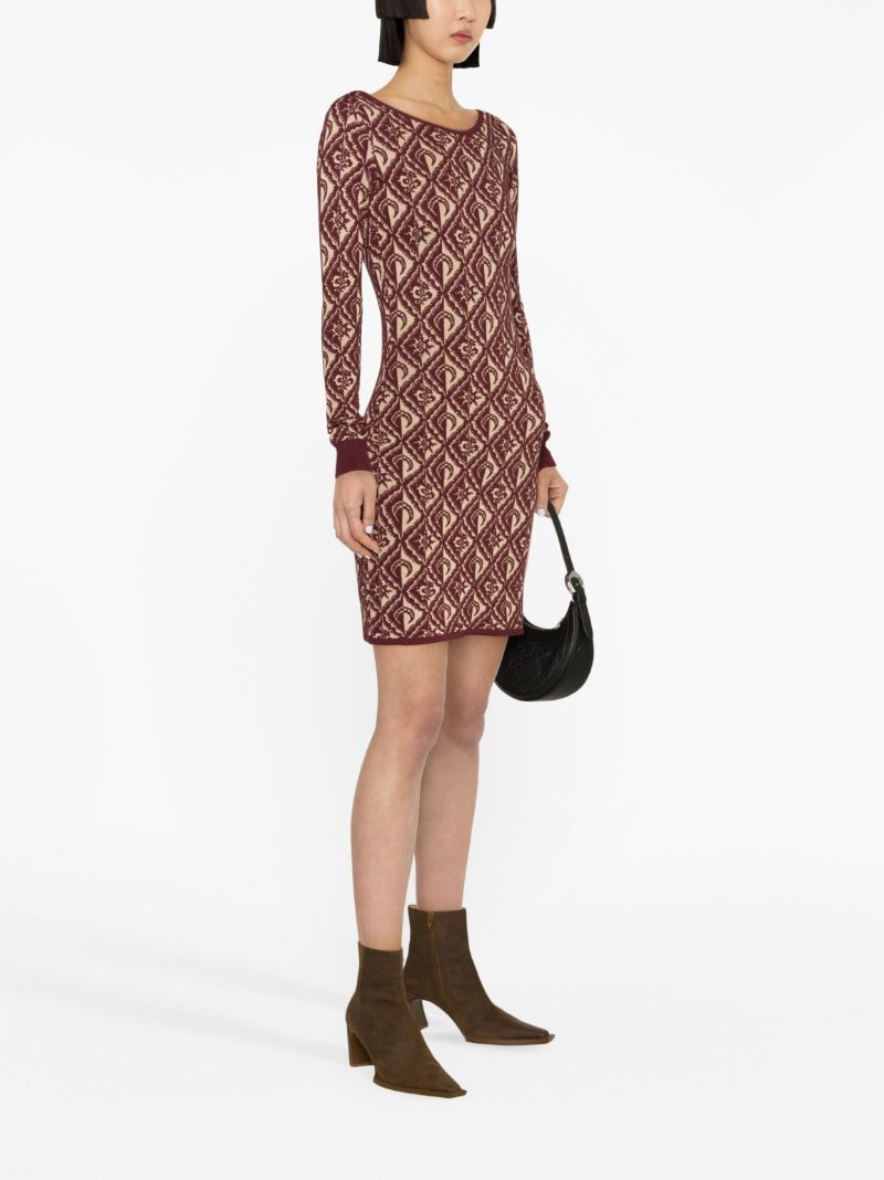 Red Moon Diamant Jacquard-knit Dress