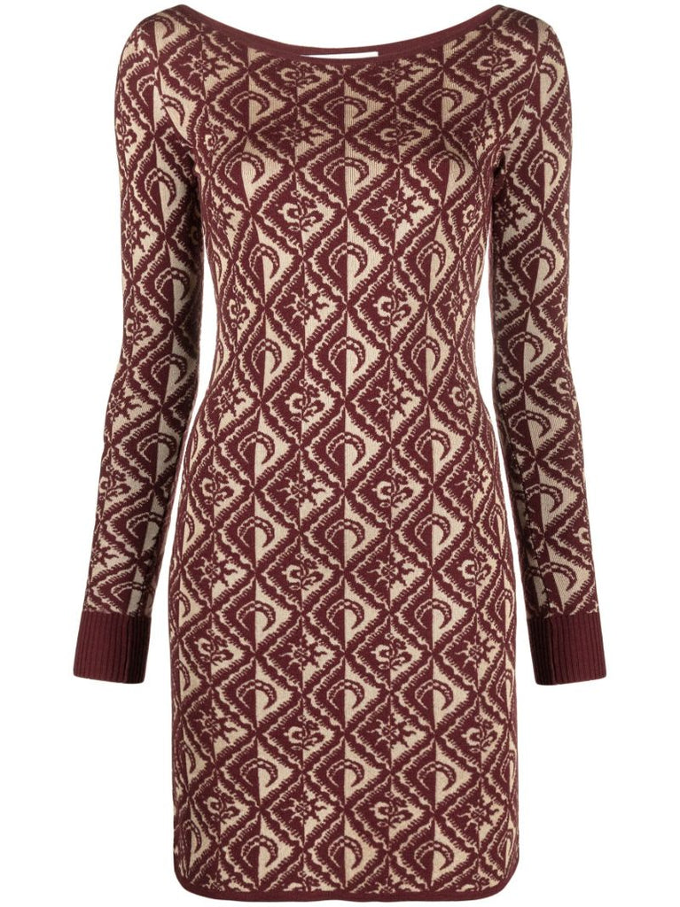 Red Moon Diamant Jacquard-knit Dress