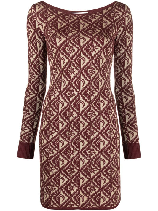 Red Moon Diamant Jacquard-knit Dress