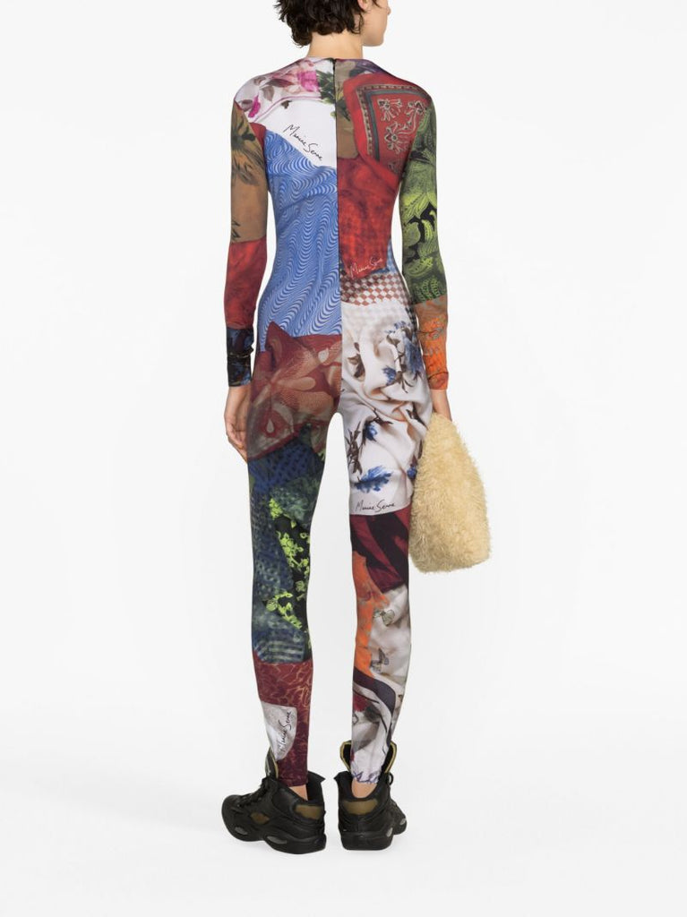 Red Scarves-print Catsuit