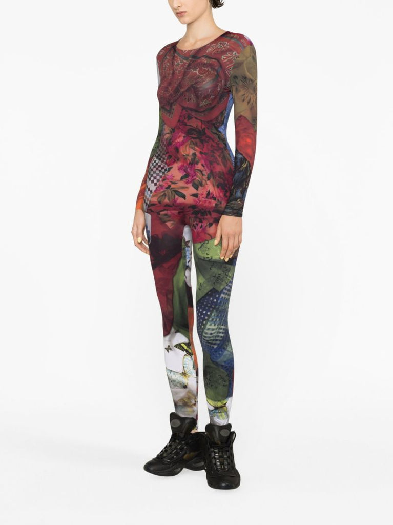 Red Scarves-print Catsuit
