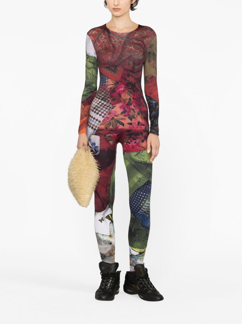 Red Scarves-print Catsuit
