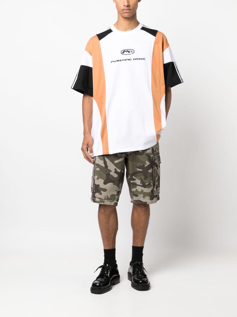 White Logo-print Panelled T-shirt