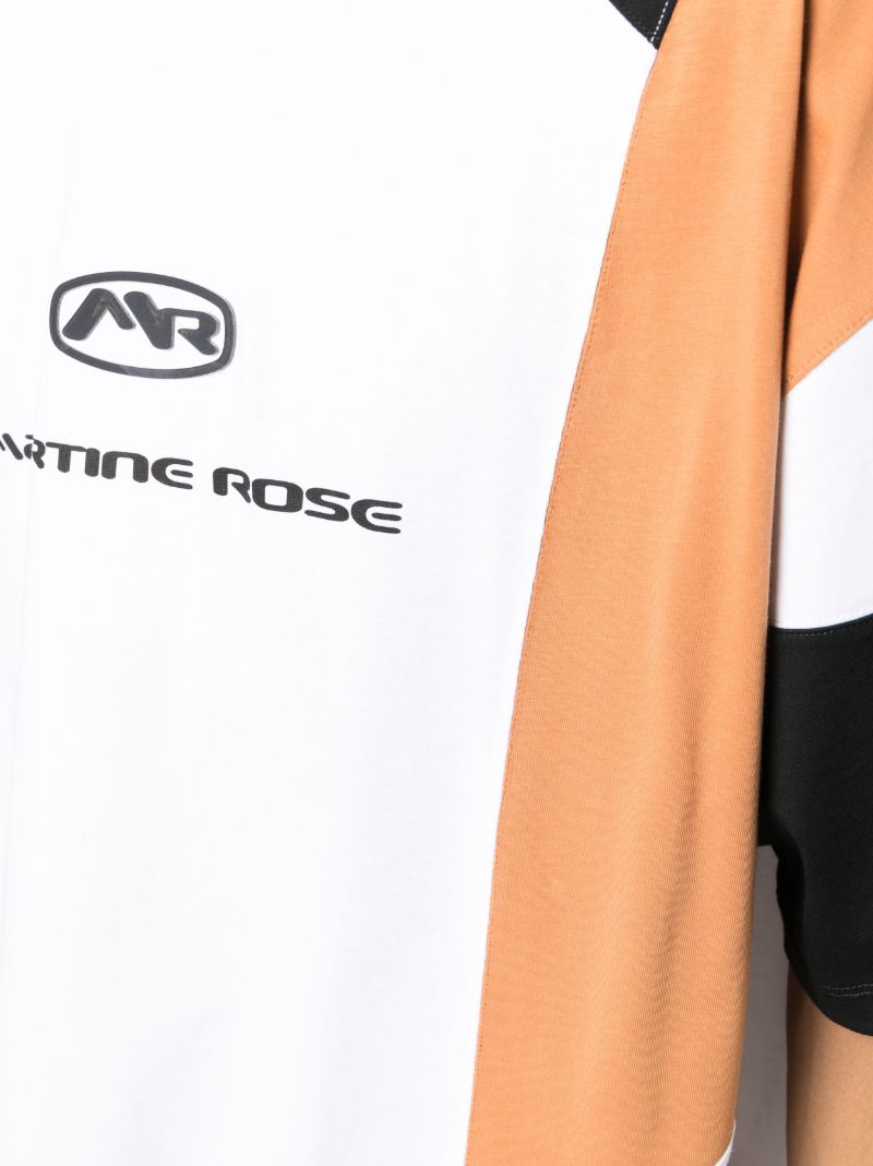 White Logo-print Panelled T-shirt