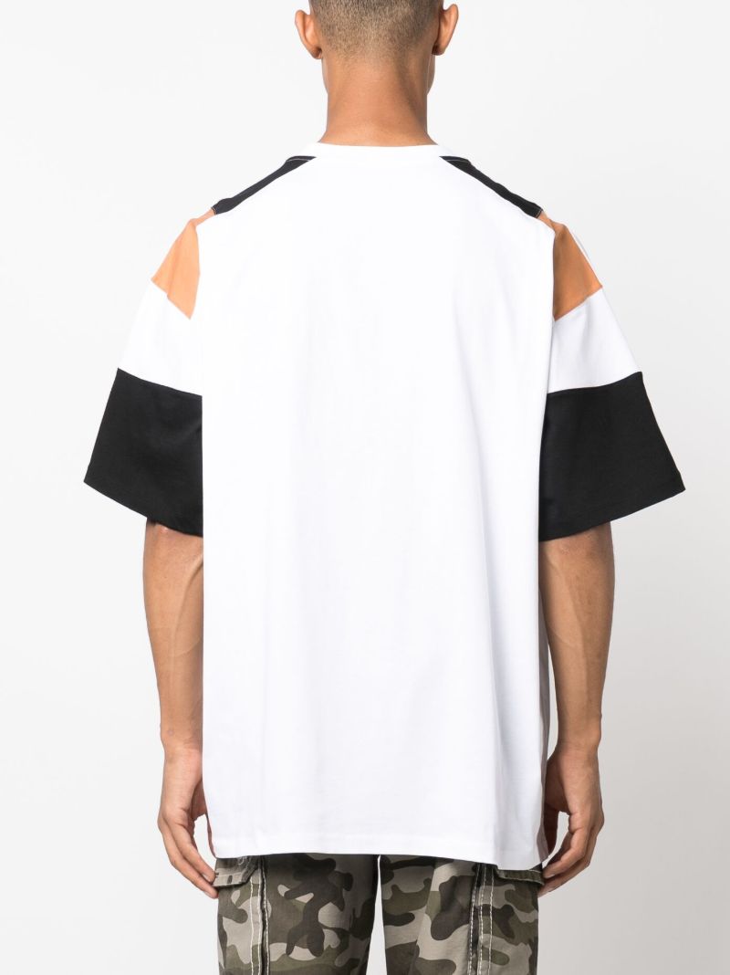 White Logo-print Panelled T-shirt