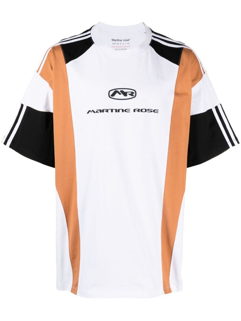 White Logo-print Panelled T-shirt