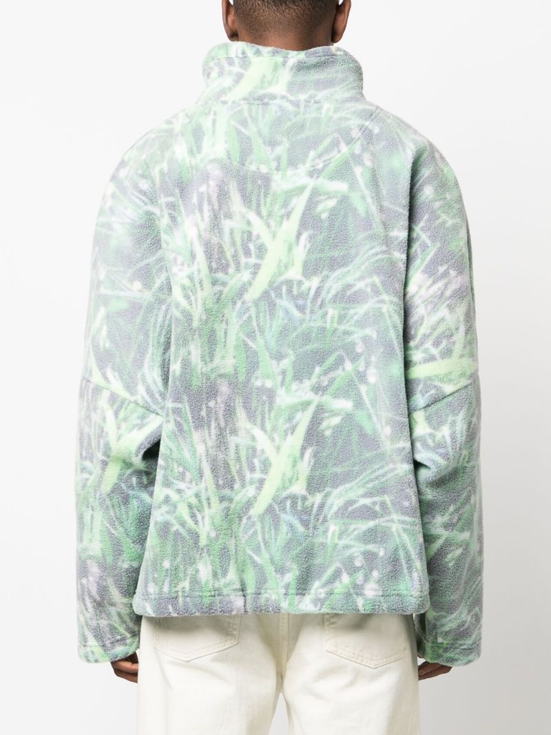 Green Printed Fleece Sweatshirt