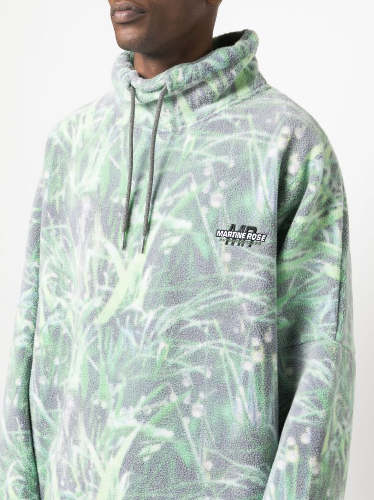 Green Printed Fleece Sweatshirt