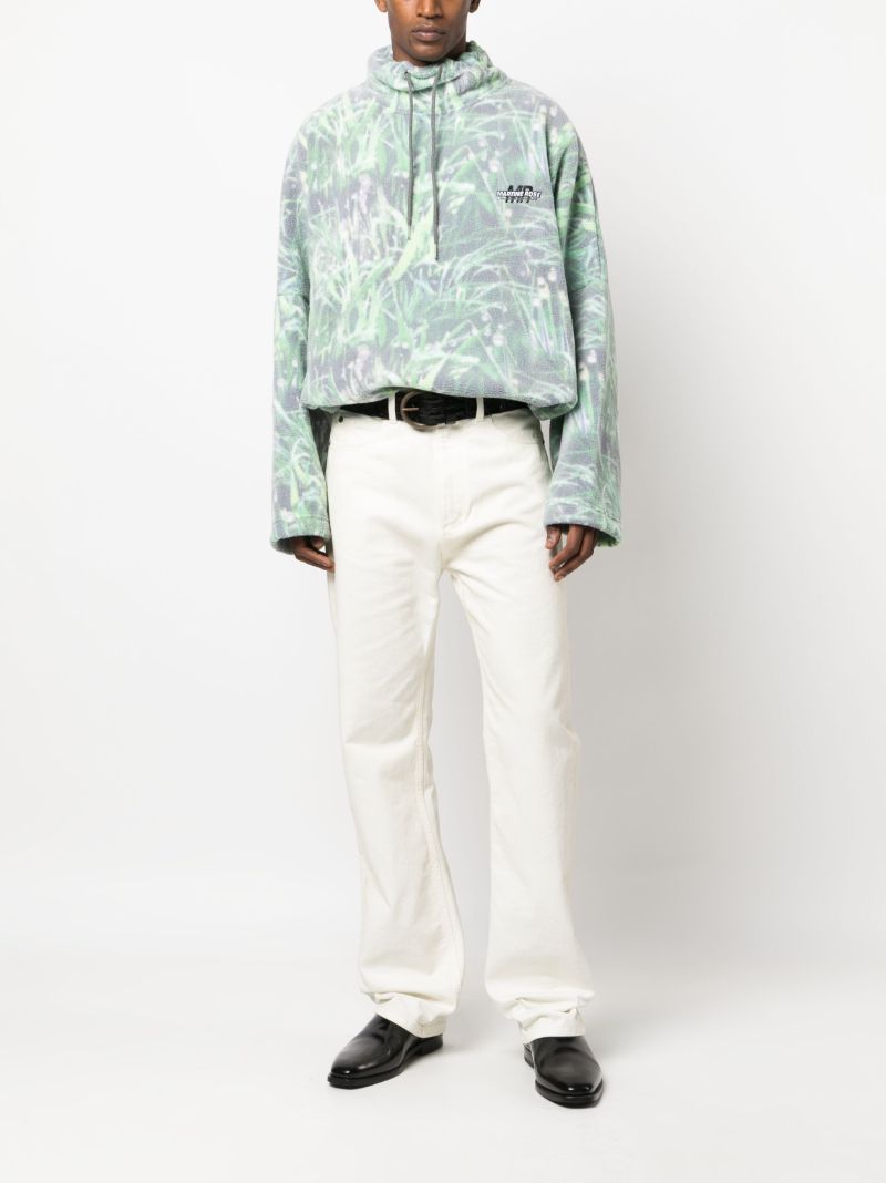 Green Printed Fleece Sweatshirt