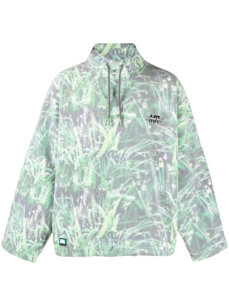 Green Printed Fleece Sweatshirt