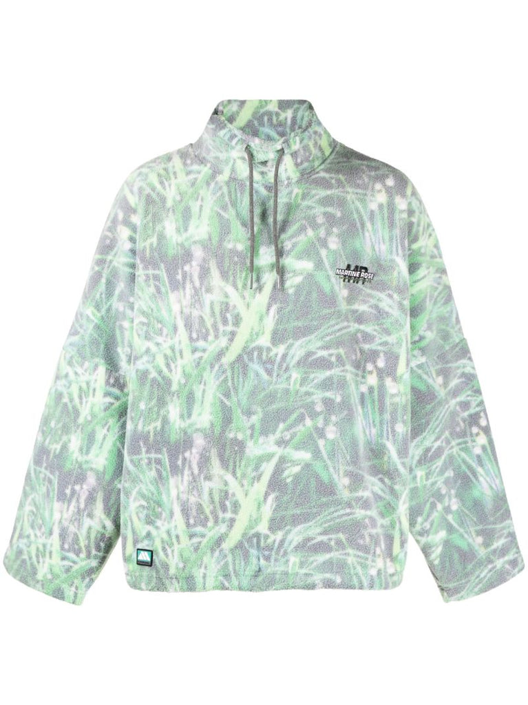 Green Printed Fleece Sweatshirt