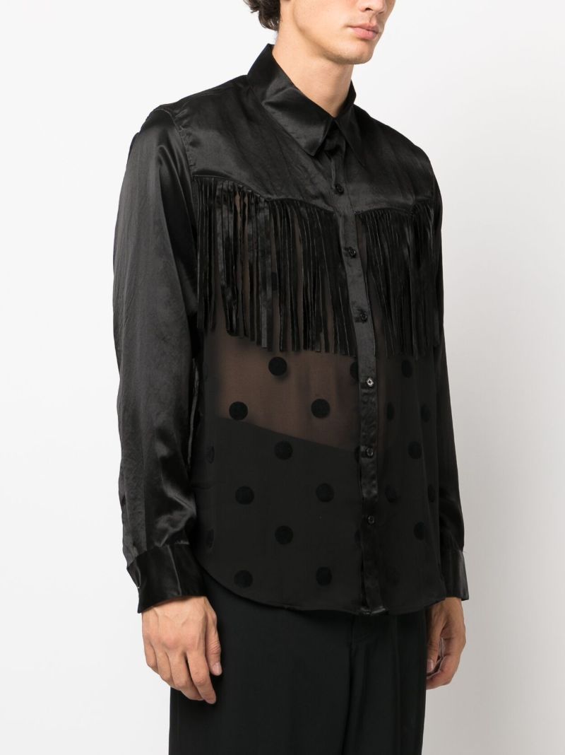 Black Fringed Sheer Shirt