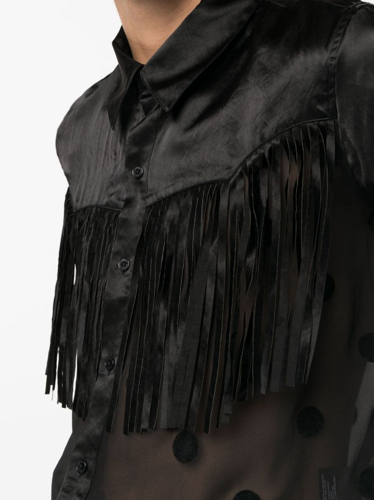 Black Fringed Sheer Shirt