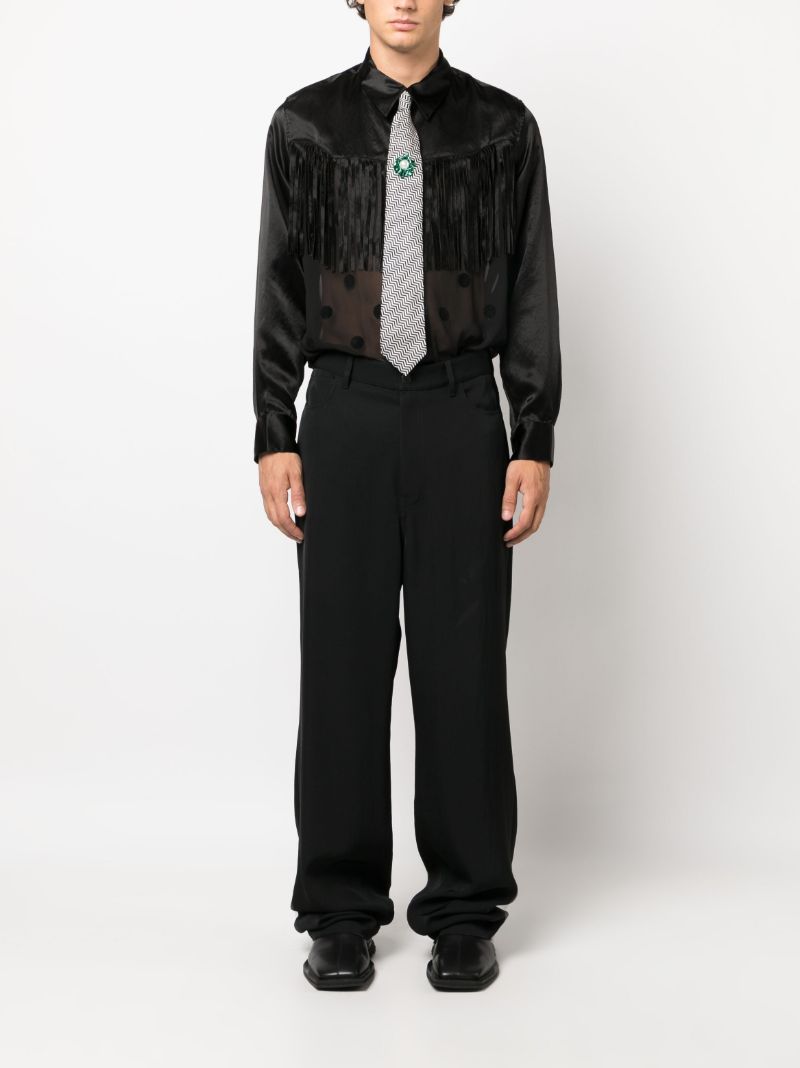 Black Fringed Sheer Shirt