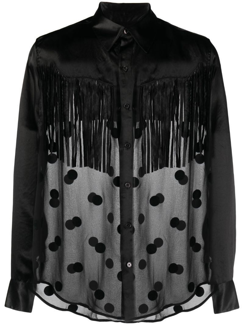 Black Fringed Sheer Shirt
