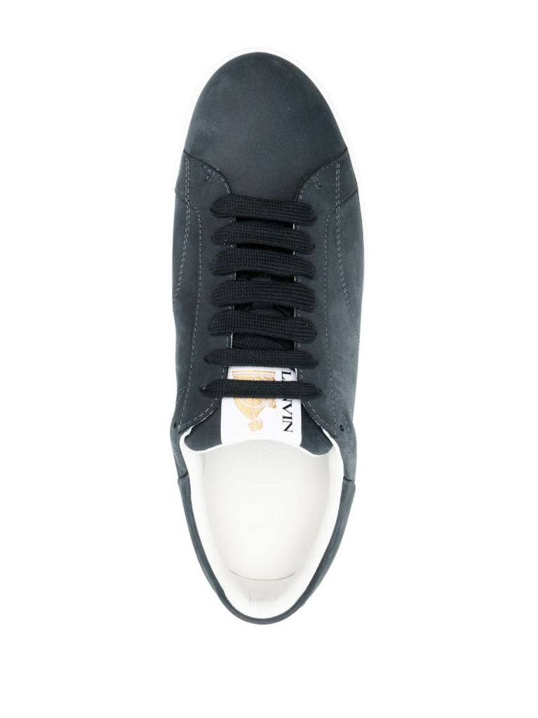Blue Leather Low Top Sneakers