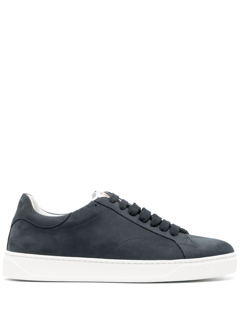 Blue Leather Low Top Sneakers