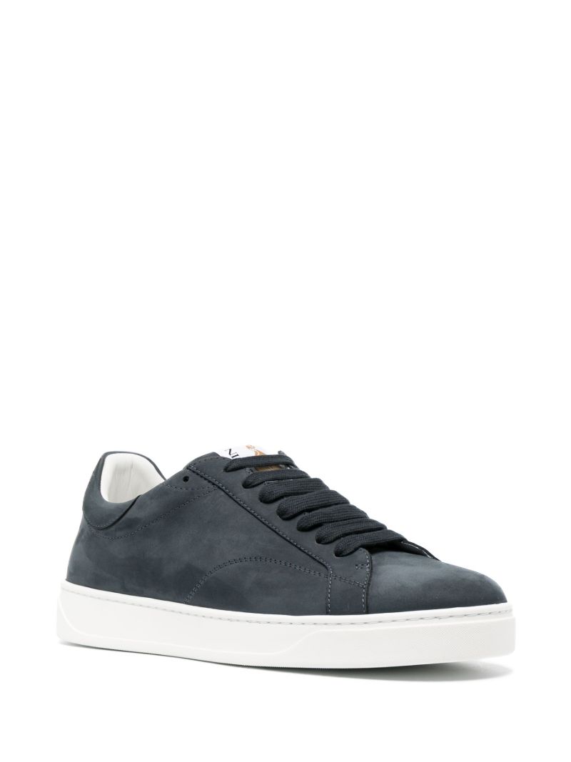 Blue Leather Low Top Sneakers
