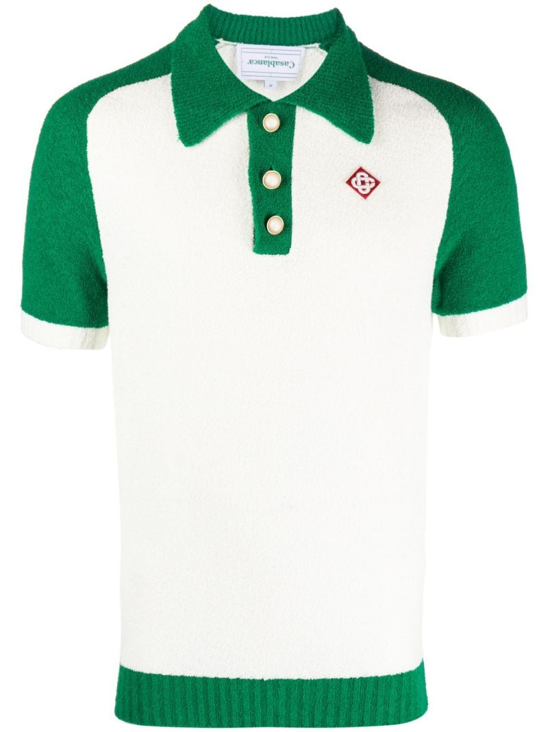 White Knitted Polo Top