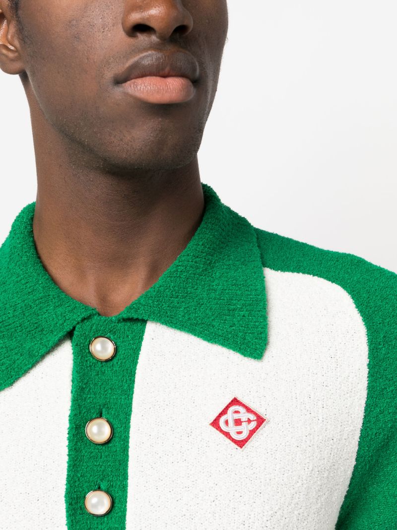 White Knitted Polo Top
