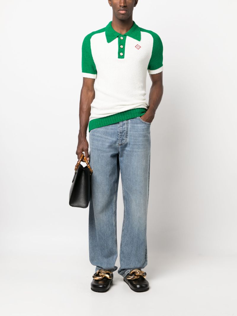 White Knitted Polo Top
